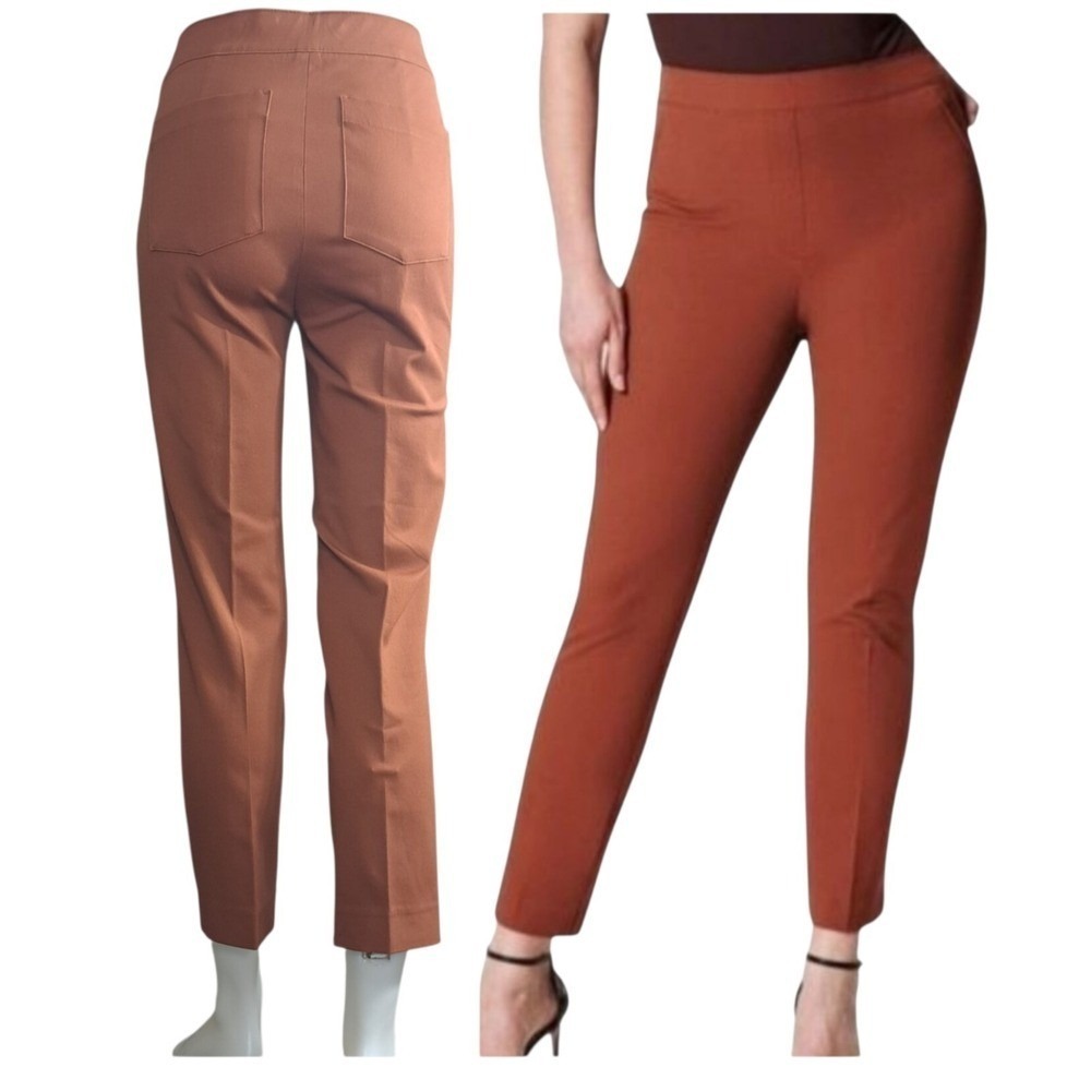 Spanx On The Go Ankle Slim Pants Size Medium Bronze Glow Stretch Pull-On